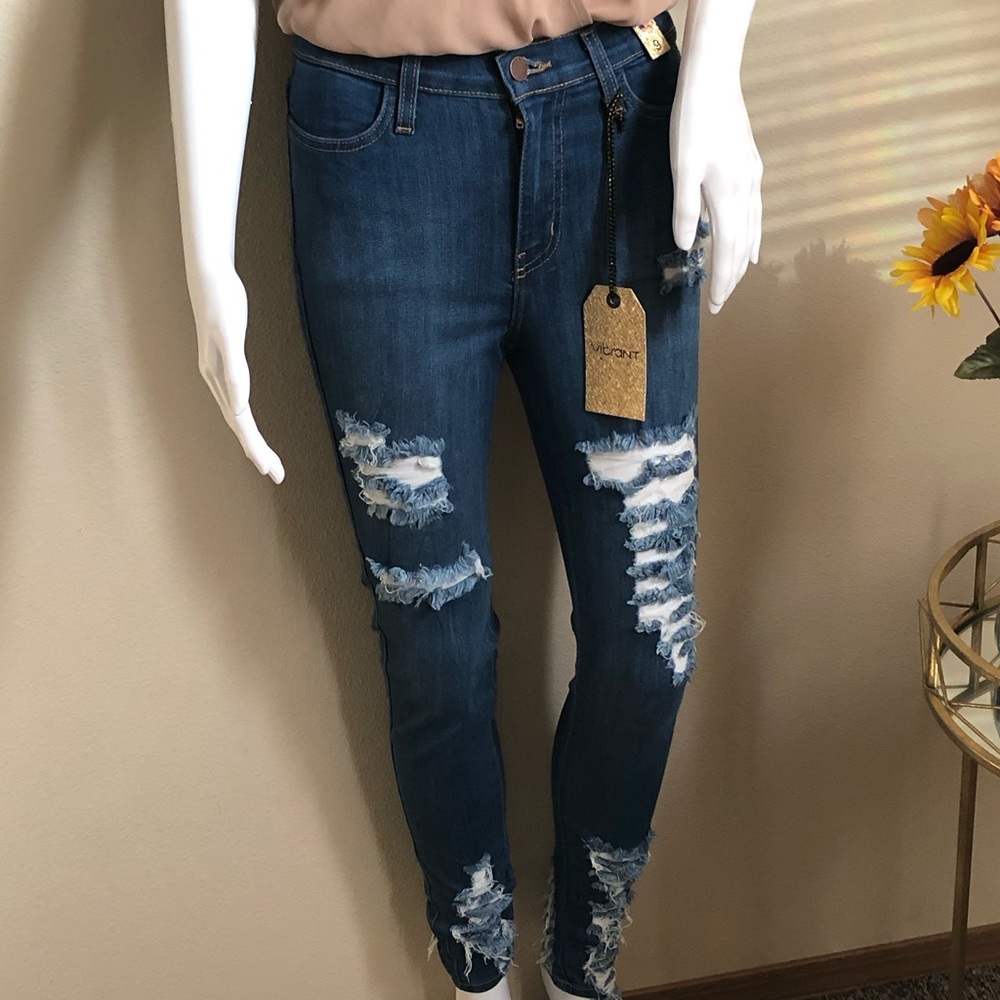 Ribbed high waist jeans